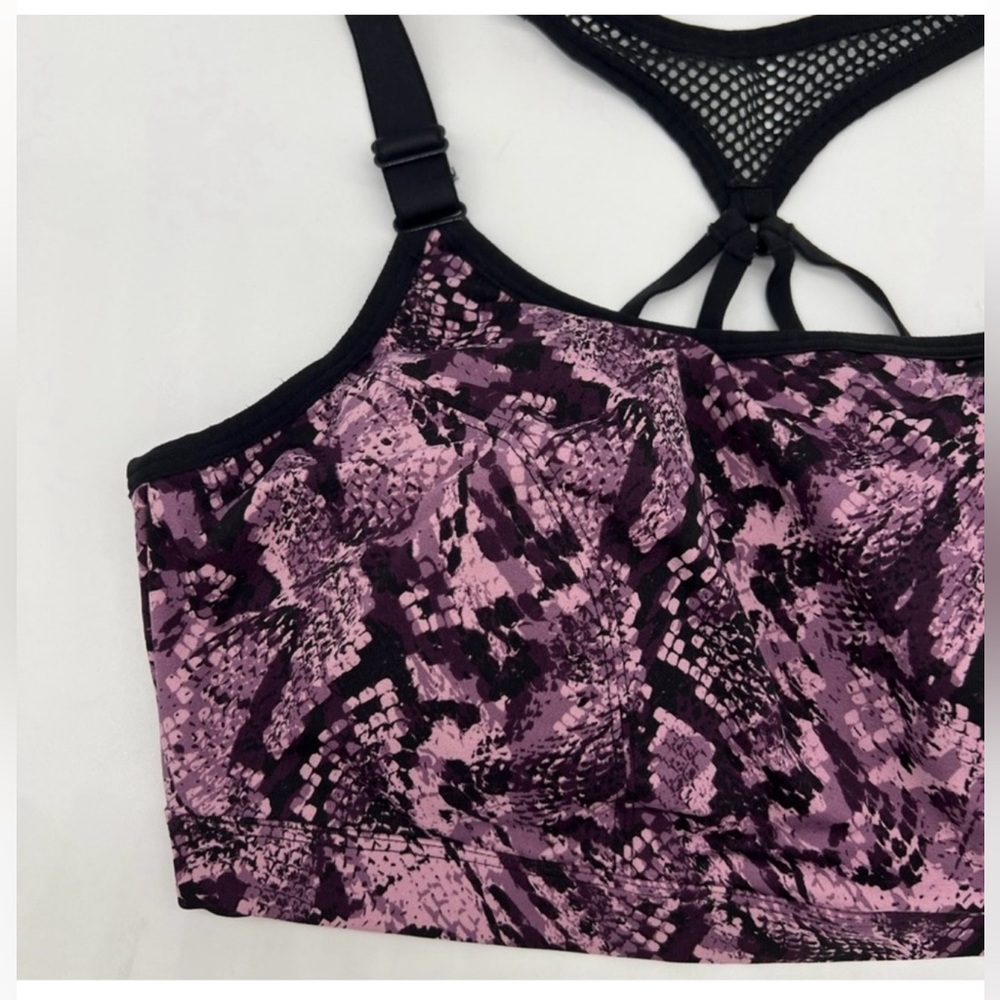 Lane Bryant Livi Active Womens Sports Bra Purple Black Snakeskin Mesh Plus 16 - Picture 3 of 8